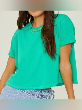 Altar'd State Cropped Tee in Teal